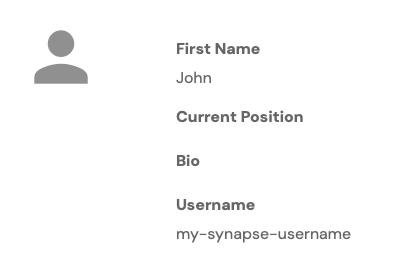 Example showing where to find the Synapse username